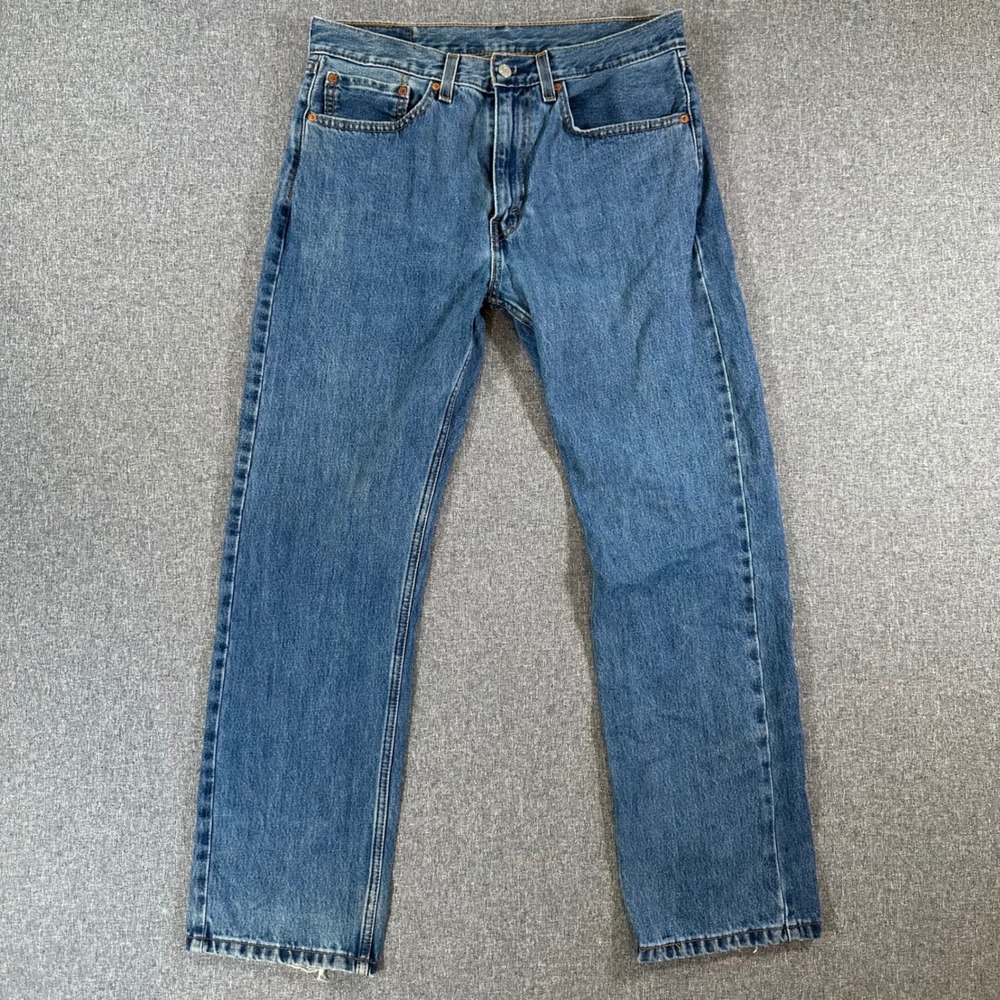 Levi's Jeans Mens 34x32 505 Regular Fit Blue Straight Leg Denim